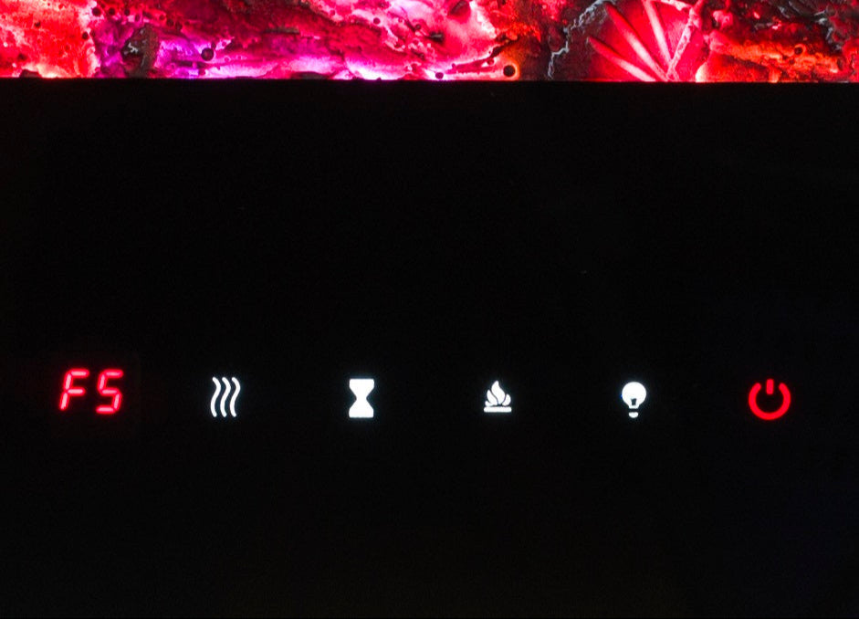 Alchemy Fireplaces 72" Wall Electric Fireplace – Black Glass, Remote Control, Log & Crystal Effects