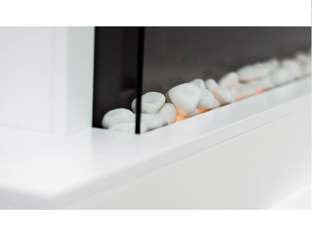 Alchemy Fireplaces 60" Wall Mounted Electric Fireplace with White MDF Mantel, Dual Heat & LED Flame Colours