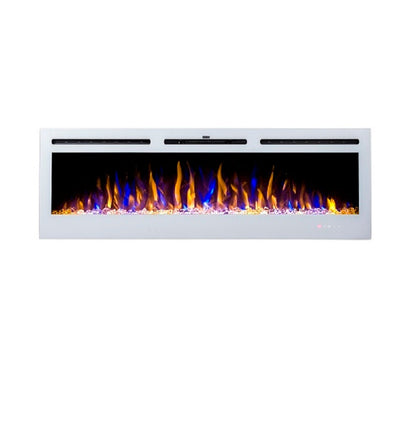 Alchemy Fireplaces 50” Wall Mounted Electric Fireplace with White Tempered Glass, Dual Heat & LED Flame Colours