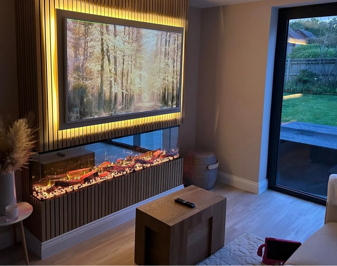 Alchemy Fireplaces 60" Media Wall Electric Fireplace - WiFi, LED Flames & Dual Heat