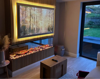 Alchemy Fireplaces 60" Media Wall Electric Fireplace - WiFi, LED Flames & Dual Heat