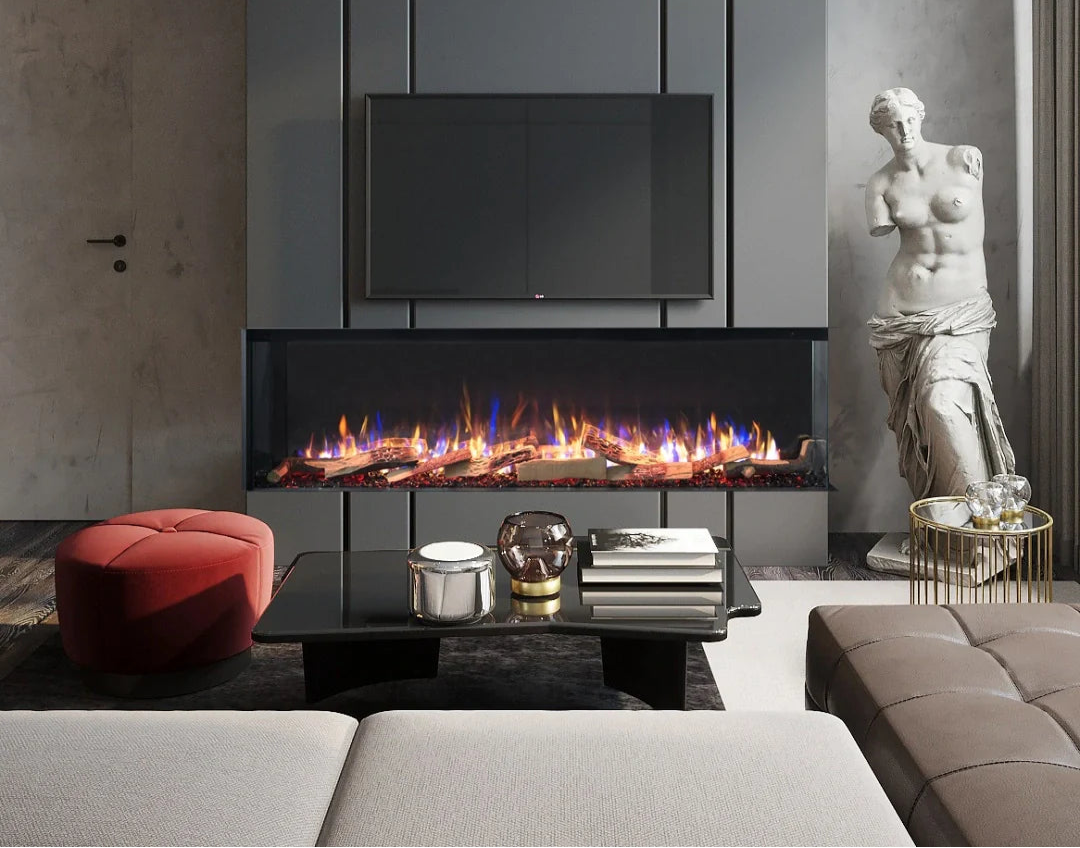 Alchemy Fireplaces 60" Media Wall Electric Fireplace - WiFi, LED Flames & Dual Heat