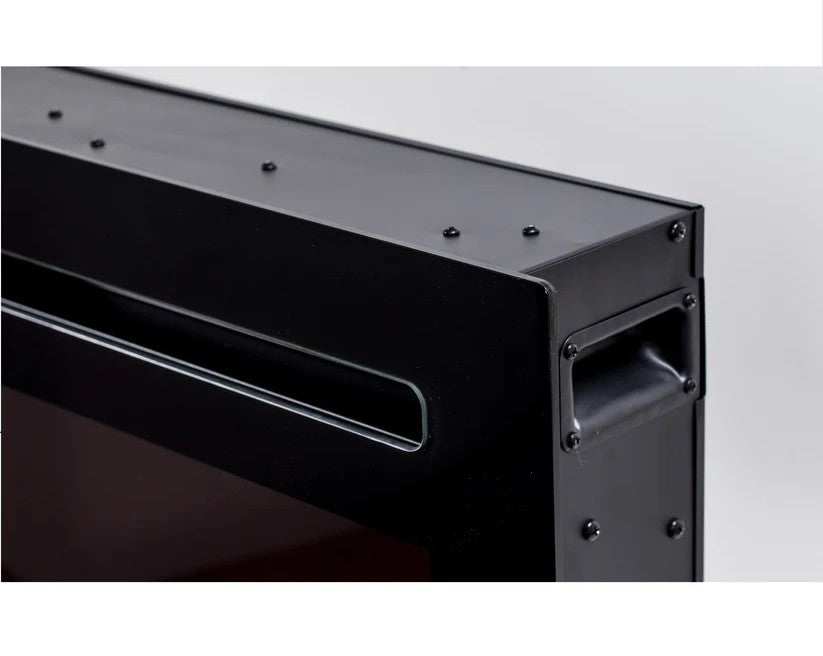 Alchemy Fireplaces 36” Wall Mounted Electric Fireplace – Black Glass, LED Flame, Remote & Timer