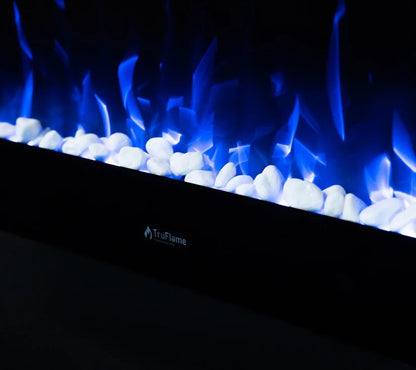 Alchemy Fireplaces 36” Wall Mounted Electric Fireplace – Black Glass, LED Flame, Remote & Timer
