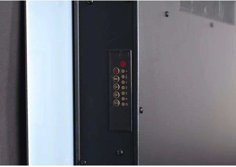 Alchemy Fireplaces 35.5” Wall Mounted Electric Fireplace – White Glass, 10 LED Flame Colours, Remote, Logs