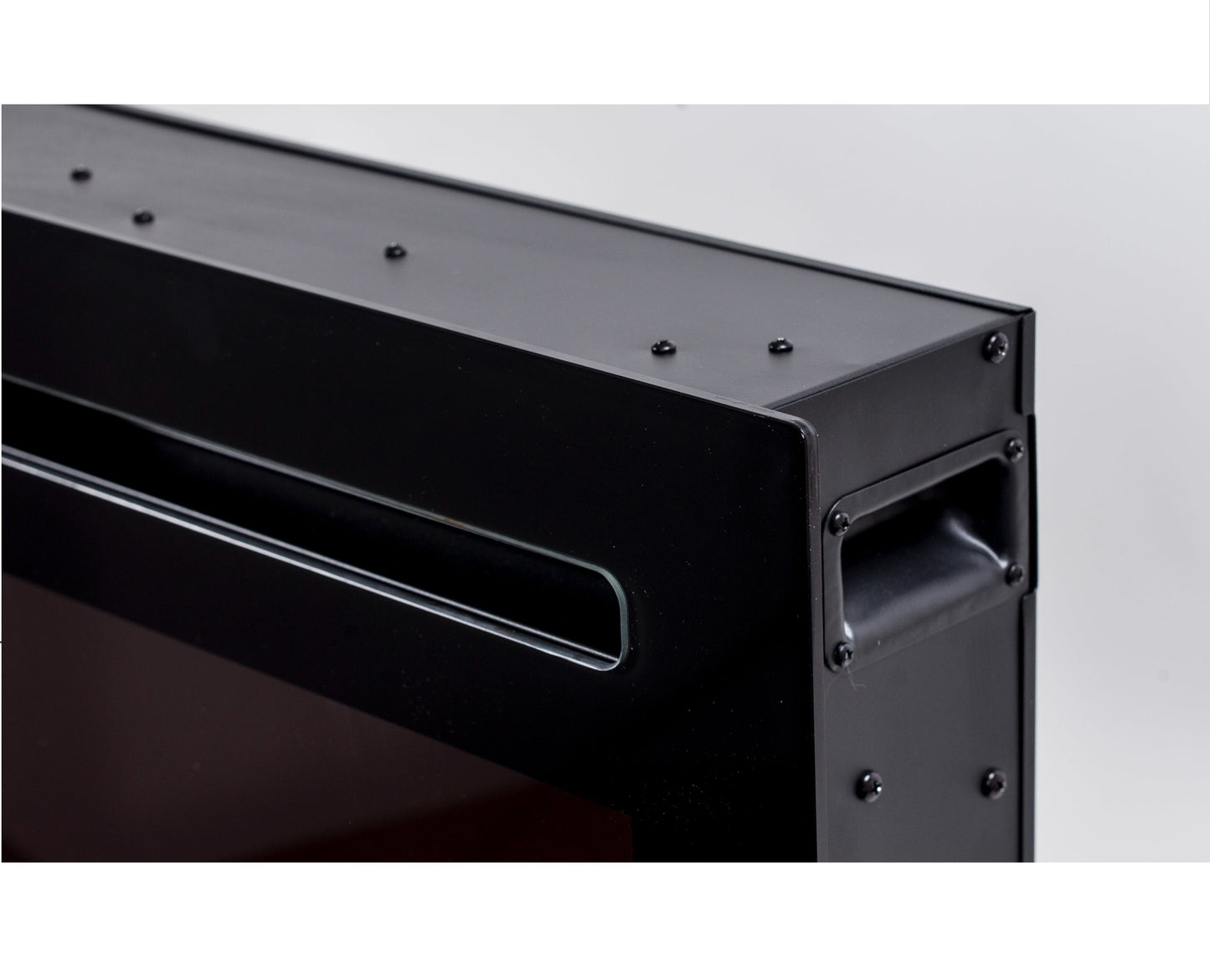 Alchemy Fireplaces 50” Wall Mounted Electric Fireplace with Black Glass, Dual Heat Settings & LED Flame Effects