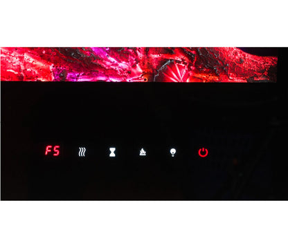 Alchemy Fireplaces 50” Wall Mounted Electric Fireplace with Black Glass, Dual Heat Settings & LED Flame Effects