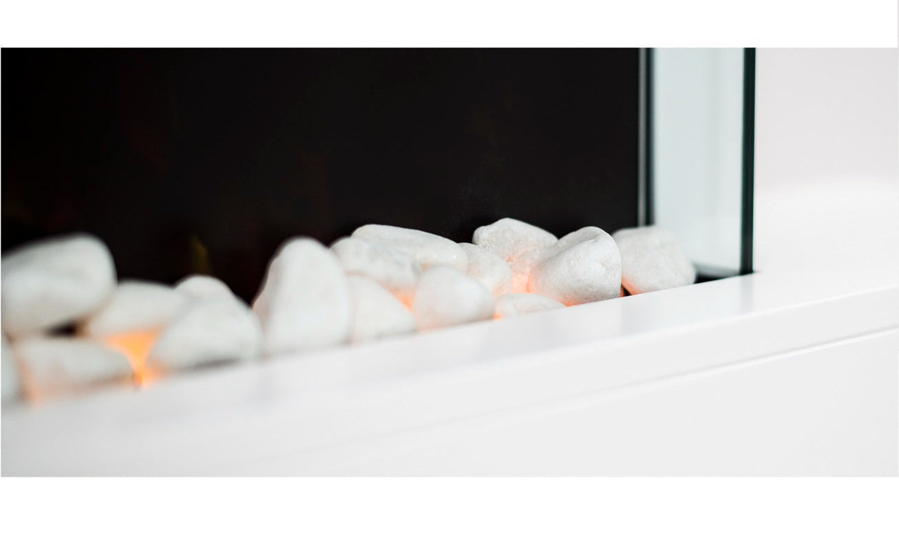 Alchemy Fireplaces 60" Wall Mounted Electric Fireplace with White MDF Mantel, Dual Heat & LED Flame Colours