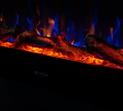 Alchemy Fireplaces 36” Wall Mounted Electric Fireplace – Black Glass, LED Flame, Remote & Timer