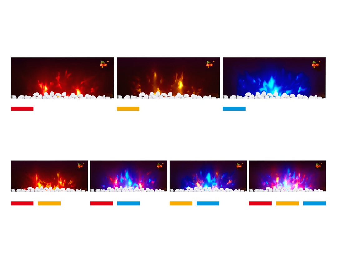 Alchemy Fireplaces 28.5" Wall Mounted Electric Fireplace – White Glass, 7 LED Flame Colours, Pebble & Log, Remote & Thermostat