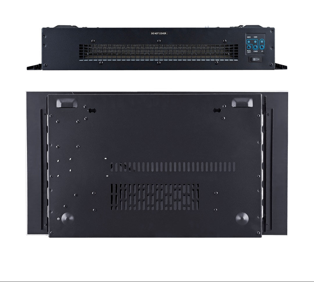 Alchemy Fireplaces 28.5" Wall Mounted Electric Fireplace – White Glass, 7 LED Flame Colours, Pebble & Log, Remote & Thermostat