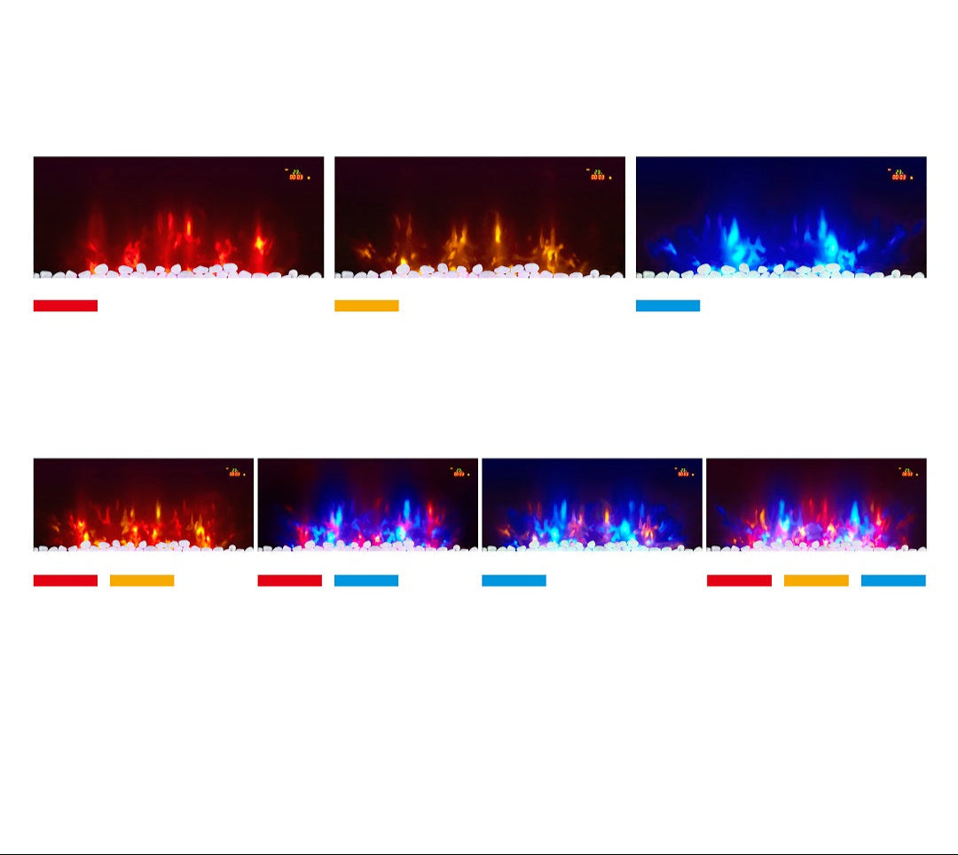 Alchemy Fireplaces 36" Wall Mounted Electric Fireplace – Black Glass, 7 Flame Colours, Remote, Thermostat & Timer