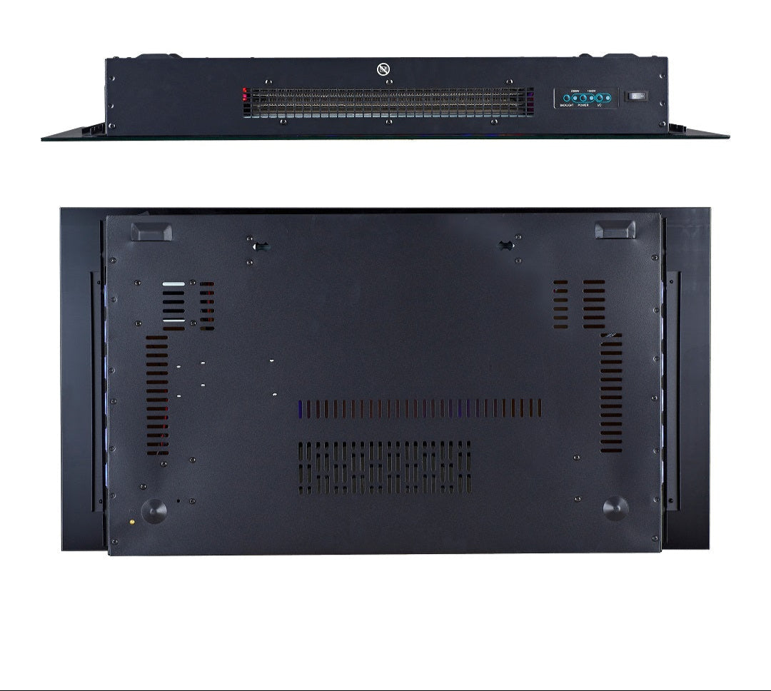 Alchemy Fireplaces 36" Wall Mounted Electric Fireplace – Black Glass, 7 Flame Colours, Remote, Thermostat & Timer