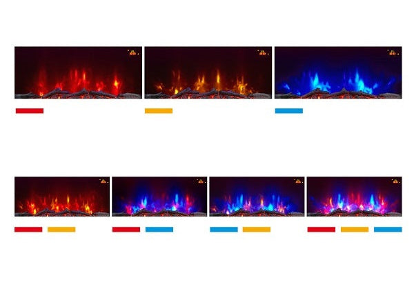 Alchemy Fireplaces 35" Wall Mounted Curved Electric Fireplace – White Glass, 7 LED Flame Colours, Log Effect, Remote & Thermostat