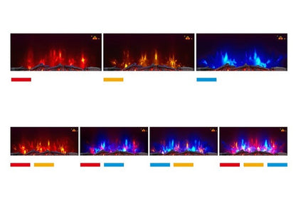 Alchemy Fireplaces 35" Wall Mounted Curved Electric Fireplace – White Glass, 7 LED Flame Colours, Log Effect, Remote & Thermostat