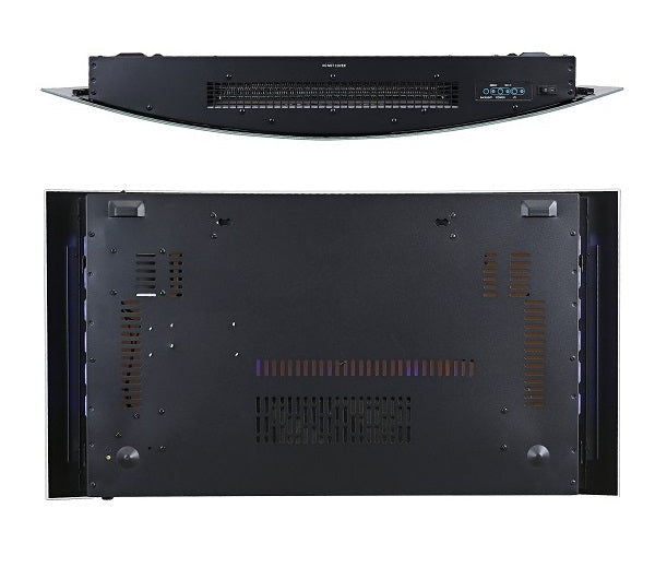 Alchemy Fireplaces 35" Wall Mounted Curved Electric Fireplace – White Glass, 7 LED Flame Colours, Log Effect, Remote & Thermostat