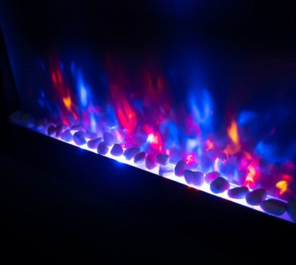 Alchemy Fireplaces 36" Wall Mounted Electric Fireplace – Black Glass, 7 Flame Colours, Remote, Thermostat & Timer