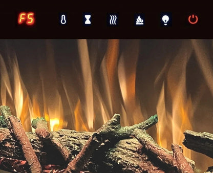 Alchemy Fireplaces 80" Wall Mounted Electric Fireplace – Black Glass, WiFi, Remote, 6 Flame Colours, 3-Sided Design