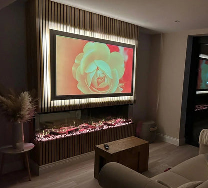 Alchemy Fireplaces 40" Wall Mounted Electric Fireplace – Black Glass, WiFi, Remote, 6 Flame Colours, 3-Sided Design