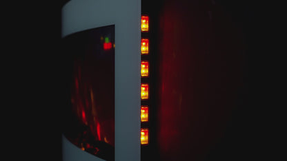 Alchemy Fireplaces 35" Wall Mounted Curved Electric Fireplace – White Glass, 7 LED Flame Colours, Log Effect, Remote & Thermostat