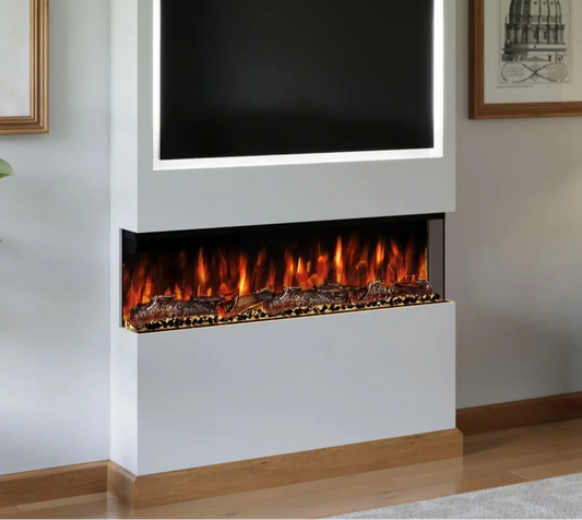 Alchemy Fireplaces 60" Media Wall Electric Fireplace - WiFi, LED Flames & Dual Heat